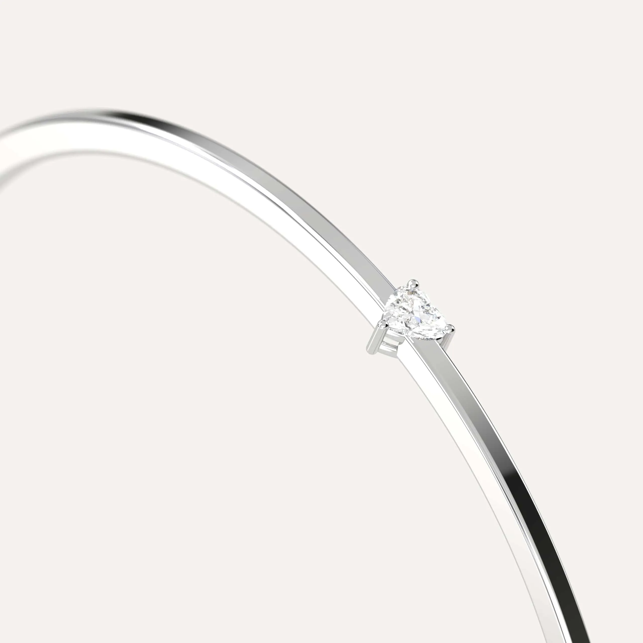 1/4 carat Heart Diamond Solitaire, Bangle Bracelet
