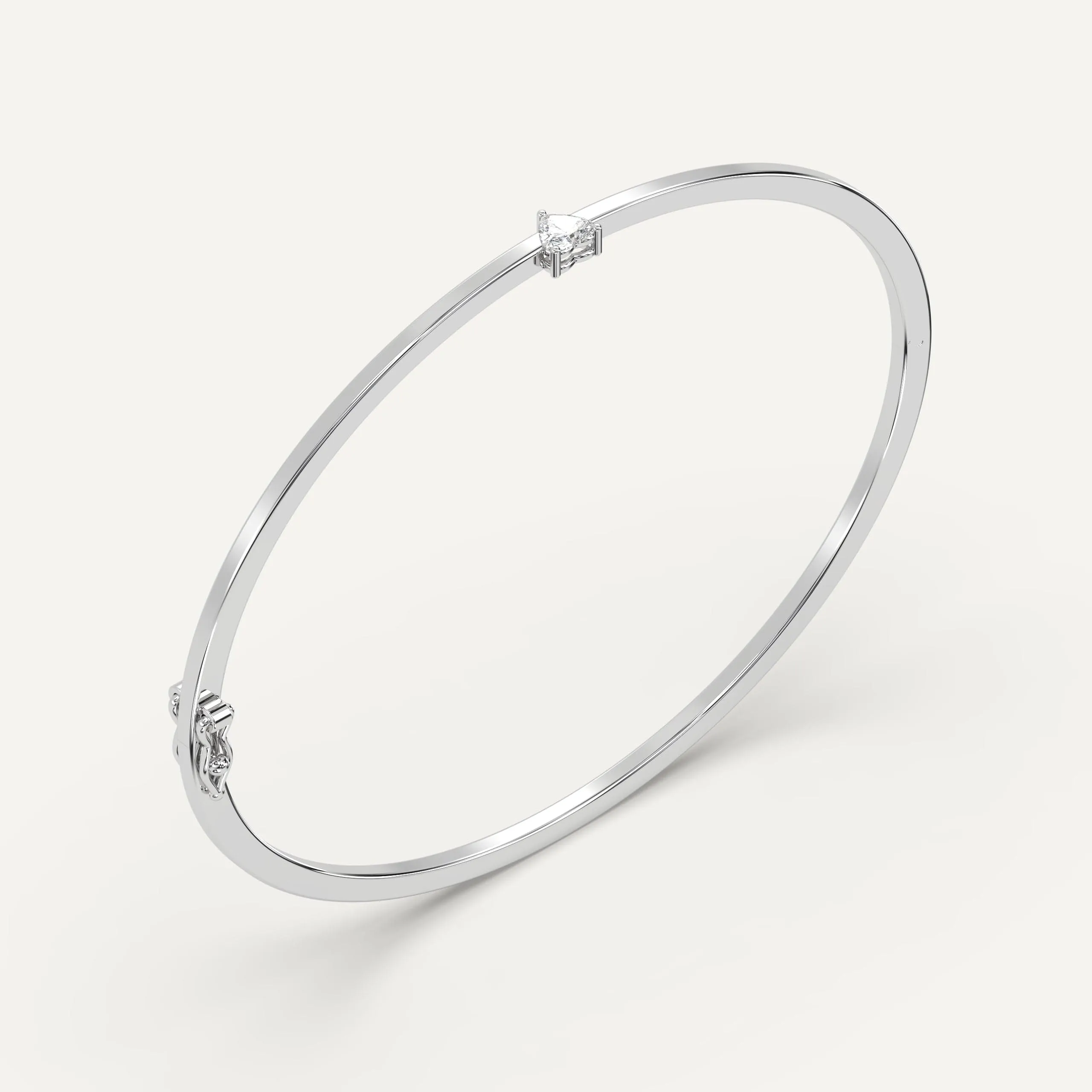 1/4 carat Heart Diamond Solitaire, Bangle Bracelet