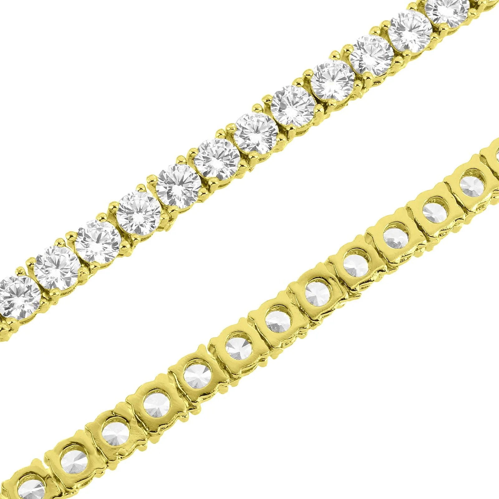 14k Gold Finish 3mm 18-30" Silver Tennis Necklace