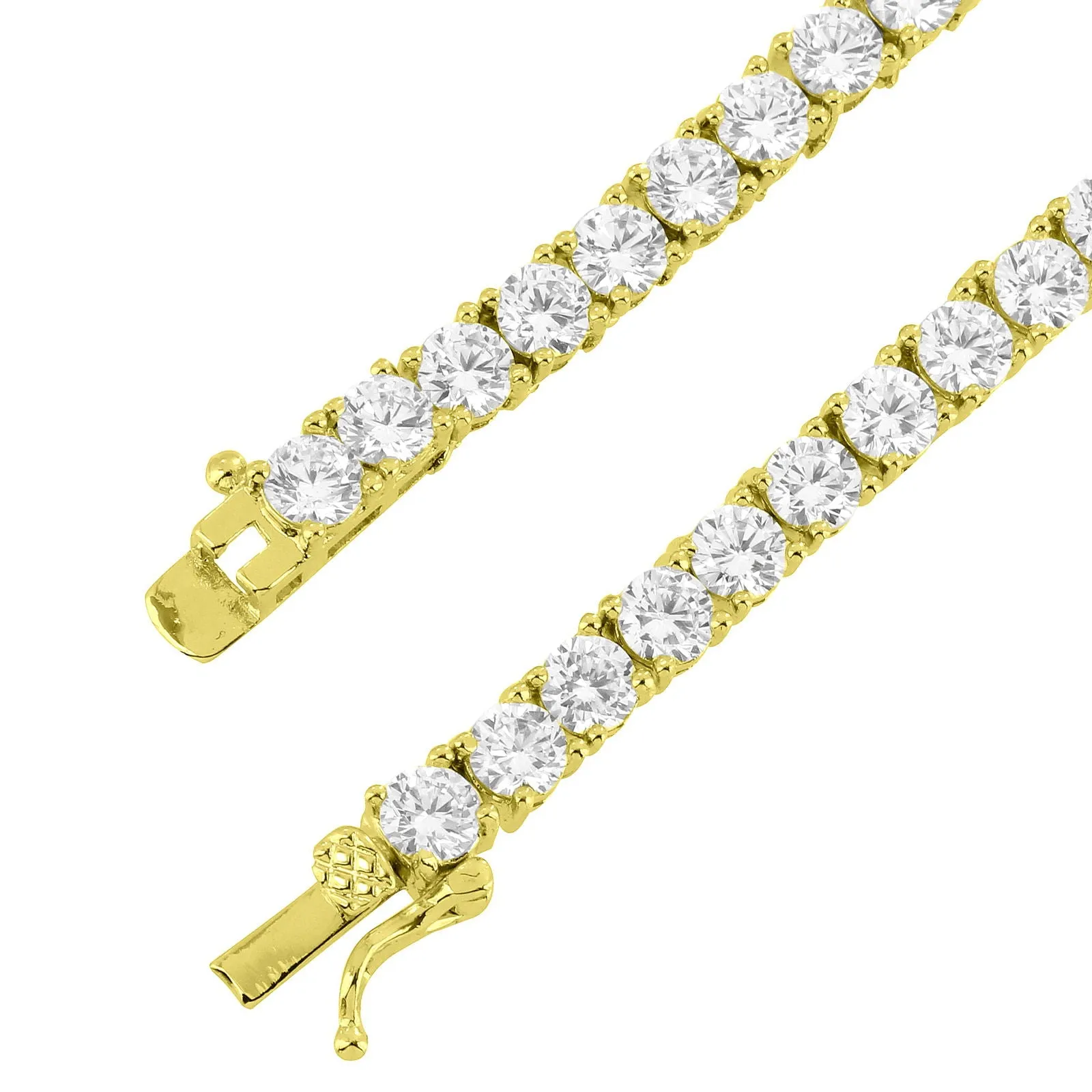 14k Gold Finish 3mm 18-30" Silver Tennis Necklace