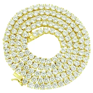 14k Gold Finish 3mm 18-30" Silver Tennis Necklace
