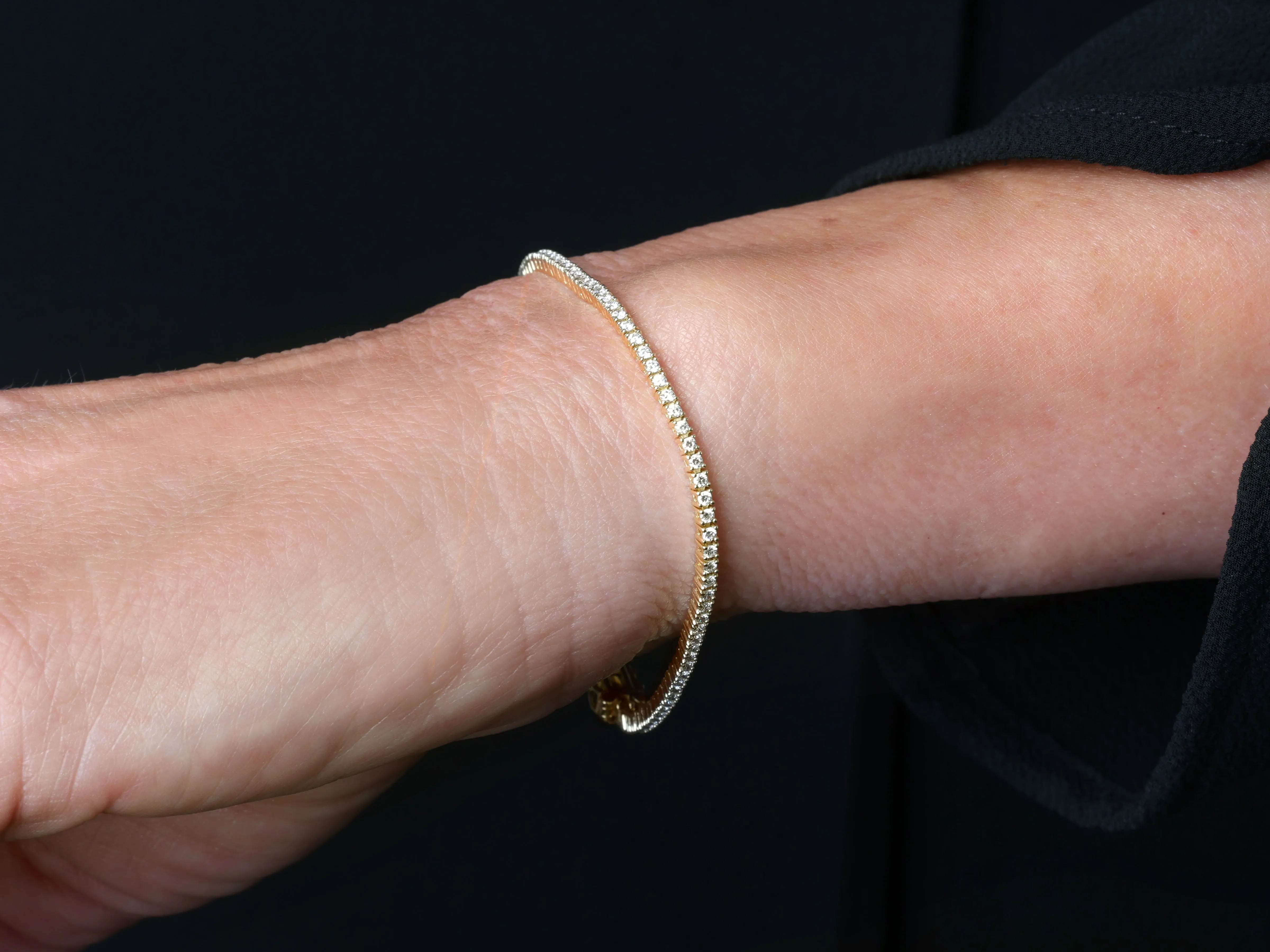 14k Small Yellow Gold Diamond Tennis Bracelet