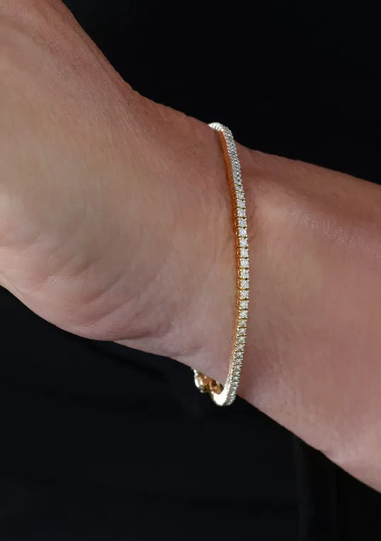 14k Small Yellow Gold Diamond Tennis Bracelet