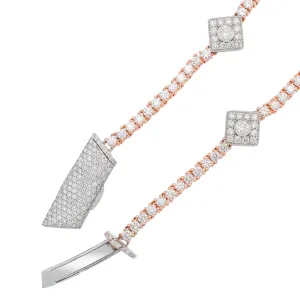 14k Square Tennis Necklace 14.45ctw