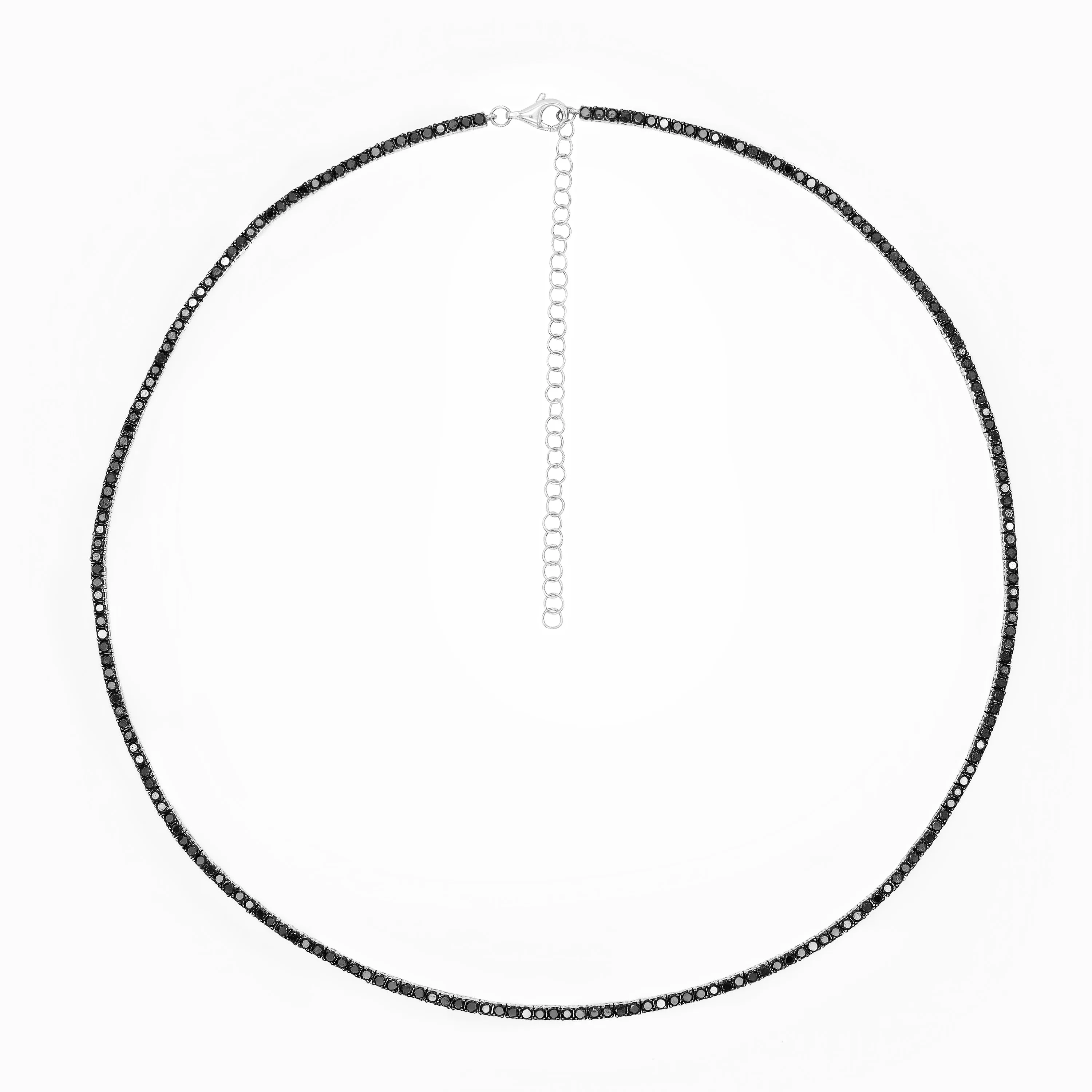 14k White Gold Black Diamond Tennis Necklace