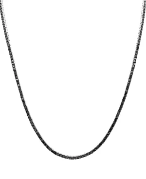 14k White Gold Black Diamond Tennis Necklace