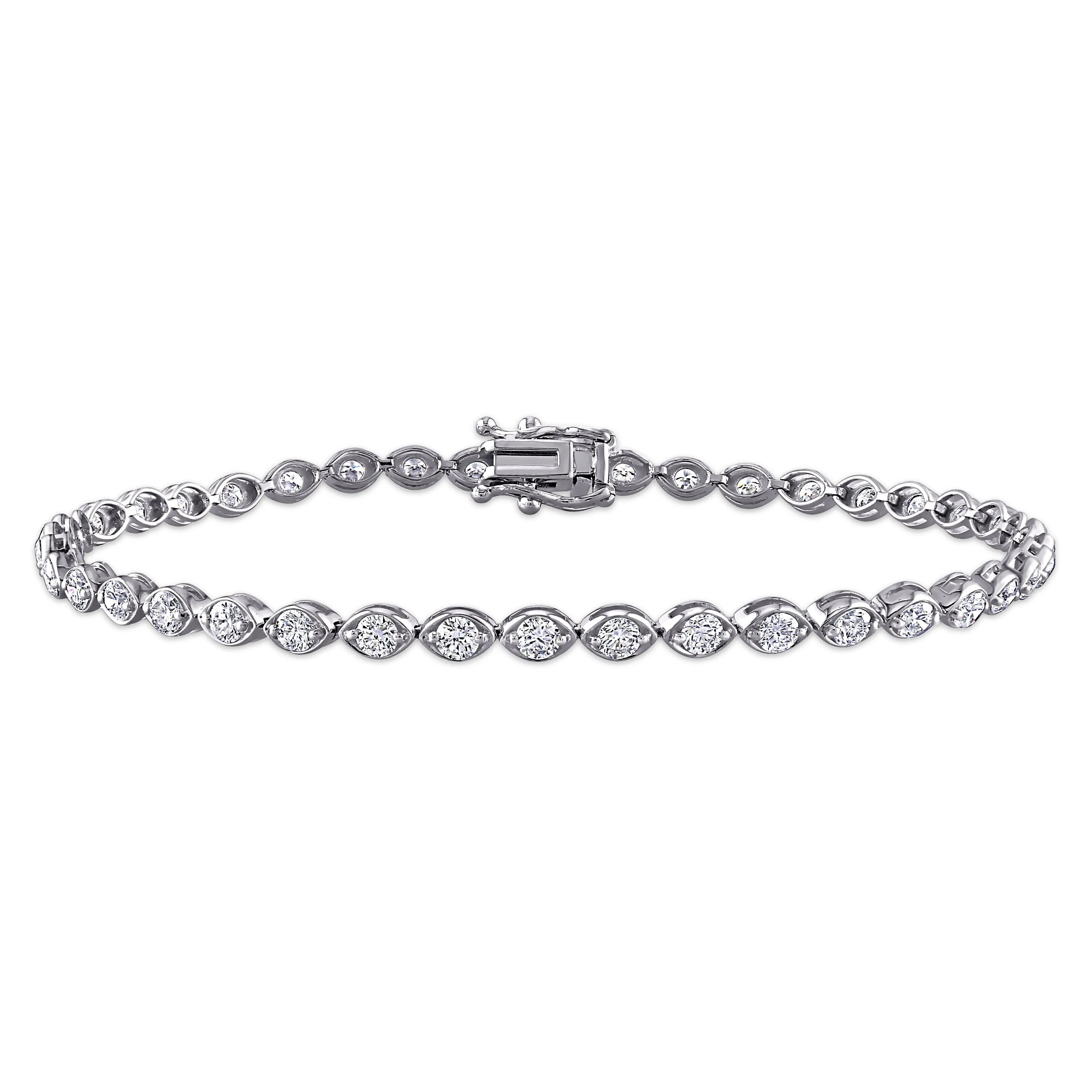 14K White Gold Marquise Tennis Bracelet