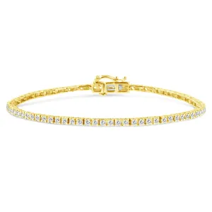 14K Yellow Gold Plated .925 Sterling Silver 2.0 Cttw Diamond Classic Link Tennis Bracelet (K-L Color, I2-I3 Clarity) - 7-1/4"