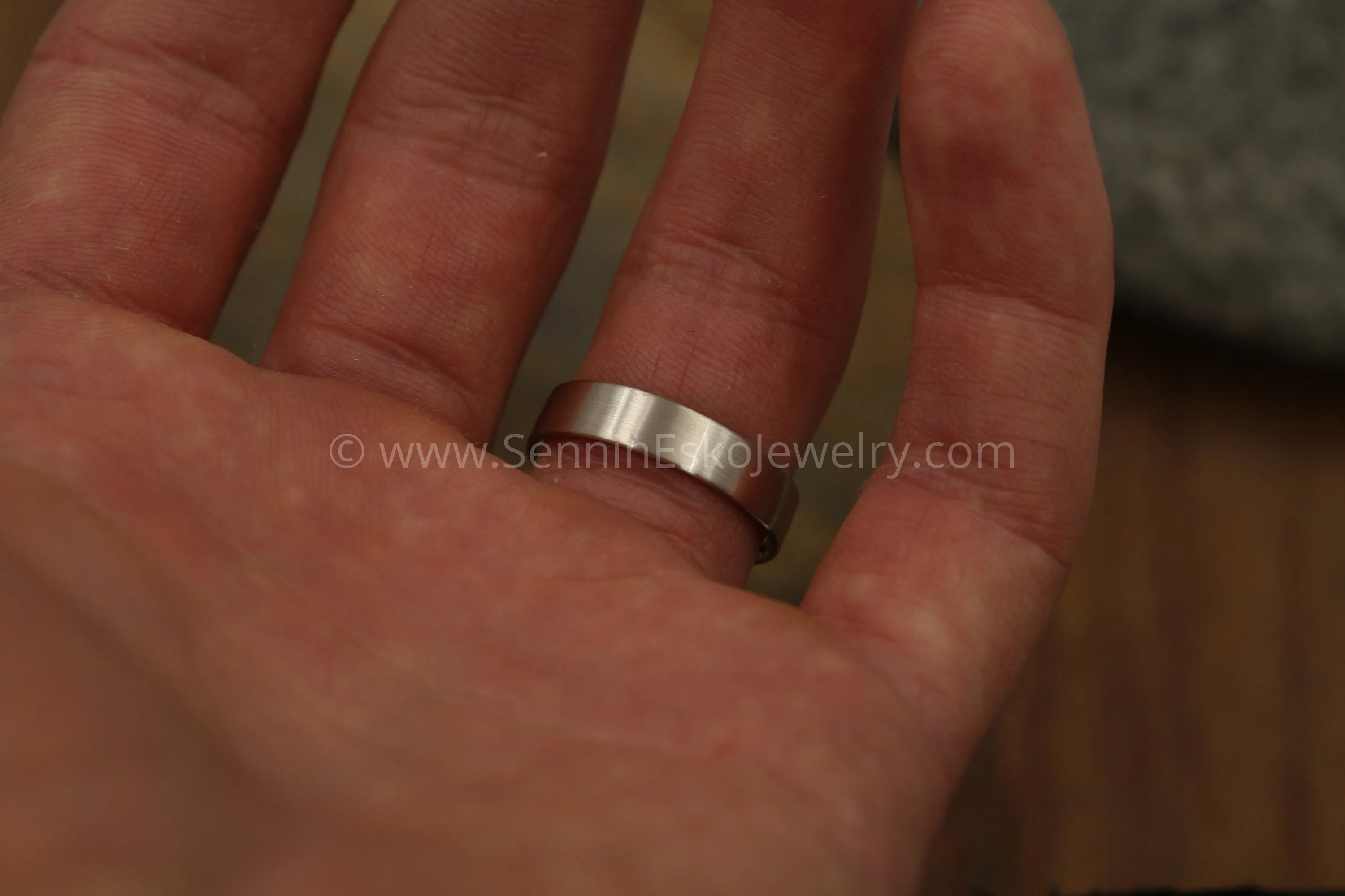 14kt White Gold 5x1mm Flat Band - Matte Finish