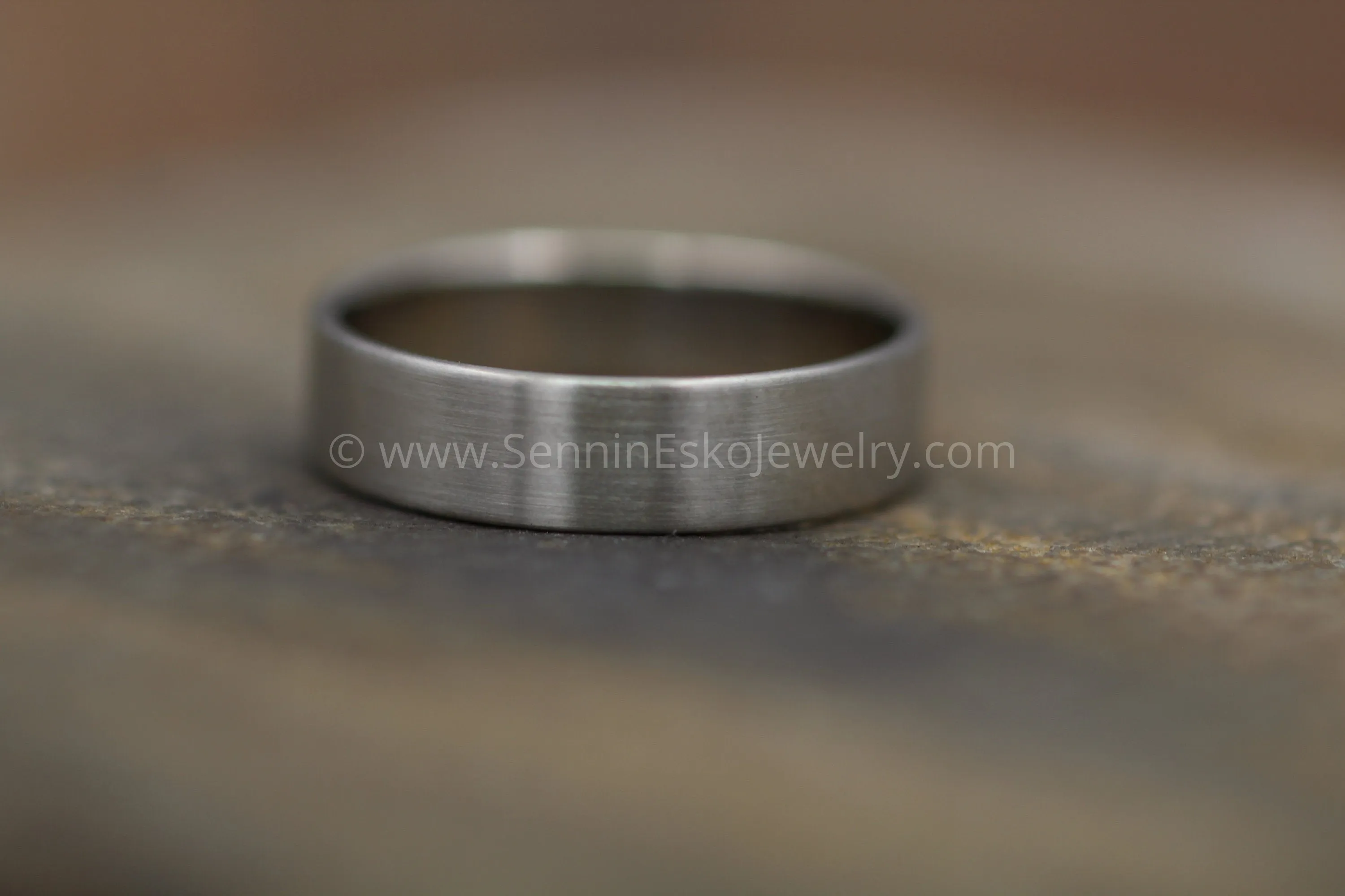 14kt White Gold 5x1mm Flat Band - Matte Finish