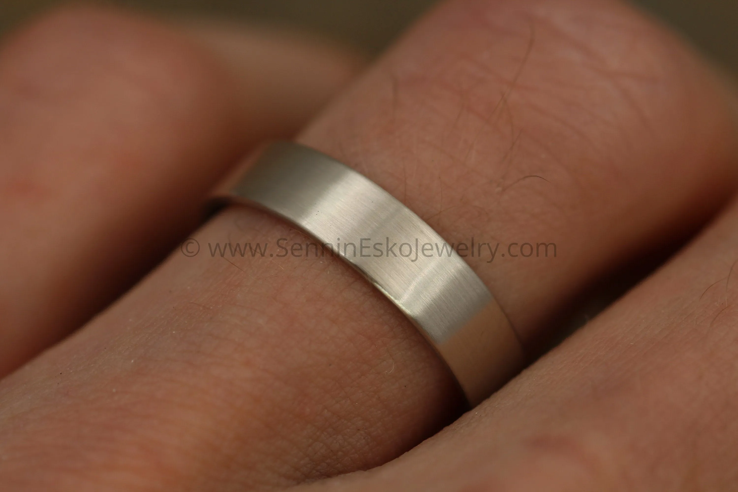 14kt White Gold 5x1mm Flat Band - Matte Finish