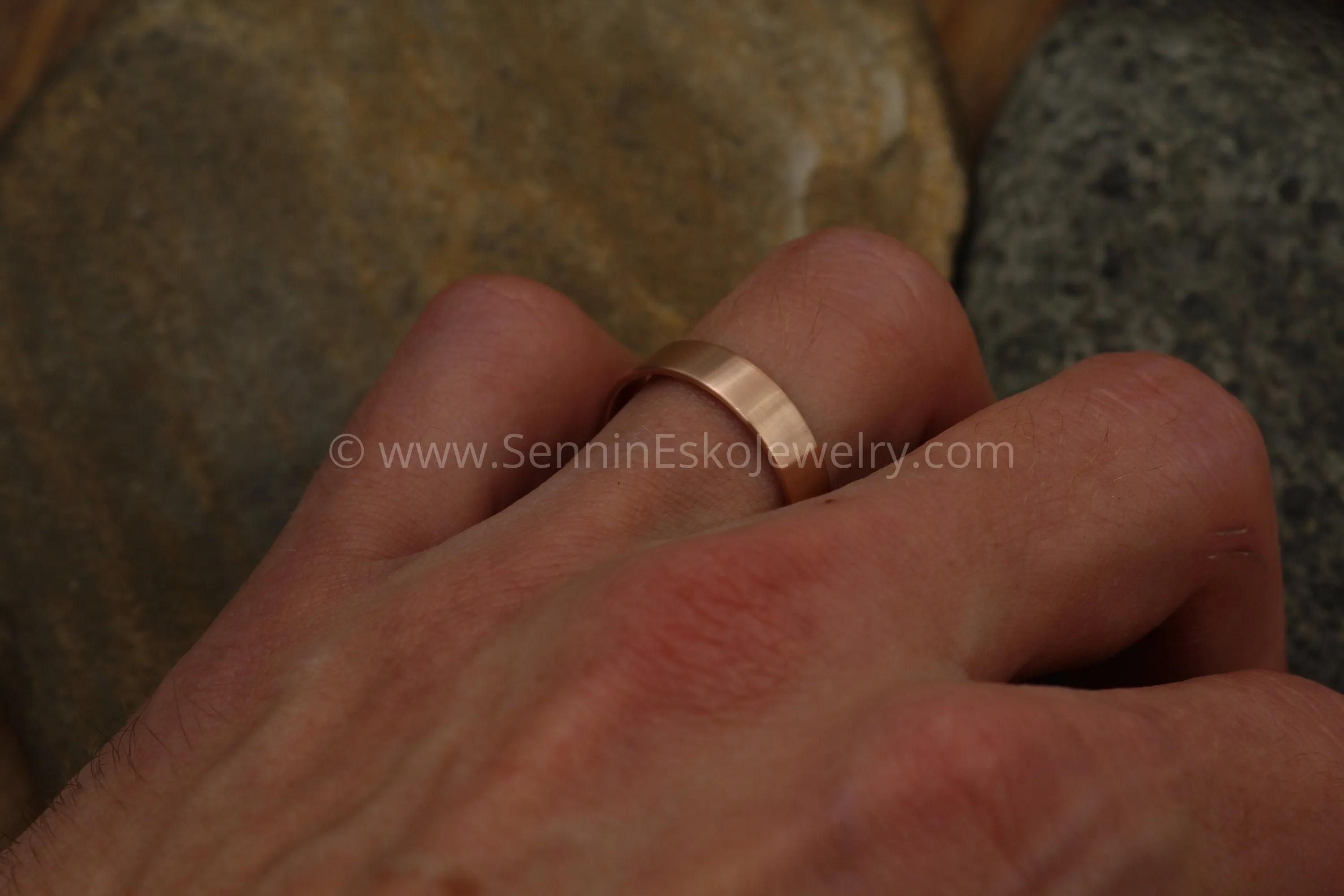 14kt White Gold 5x1mm Flat Band - Matte Finish