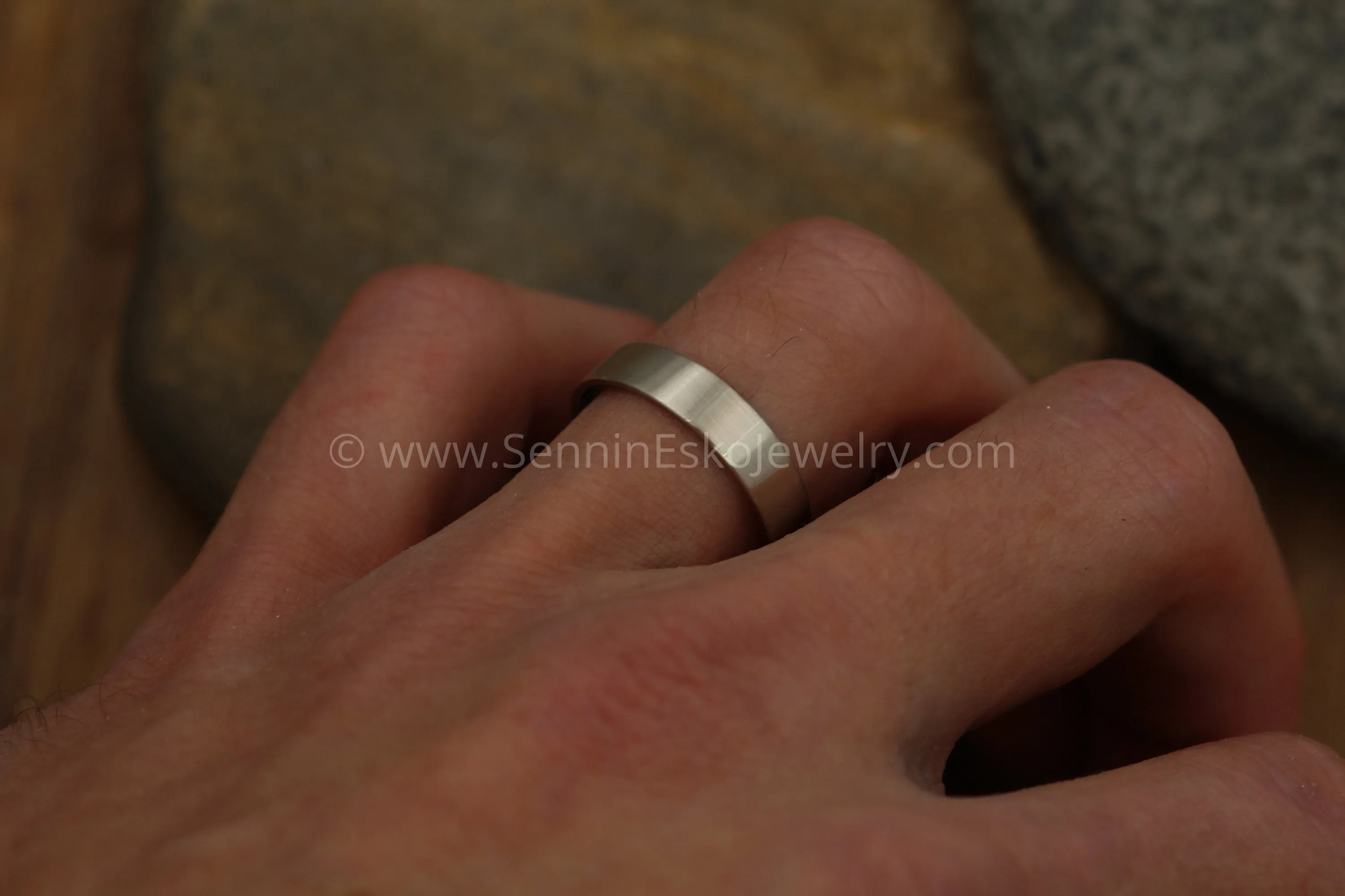 14kt White Gold 5x1mm Flat Band - Matte Finish