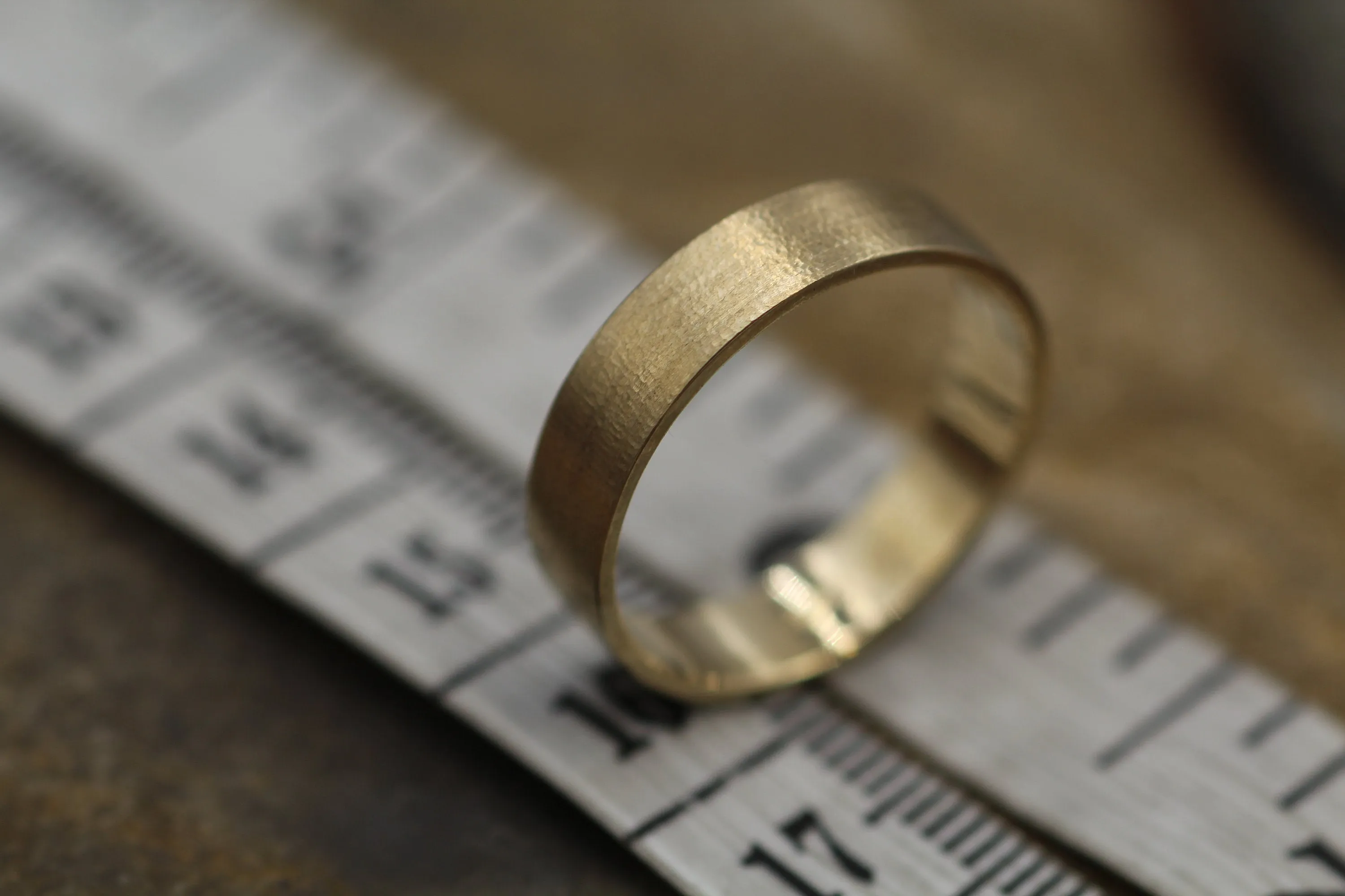 14kt Yellow 5x1mm Flat Band - Textured Finish