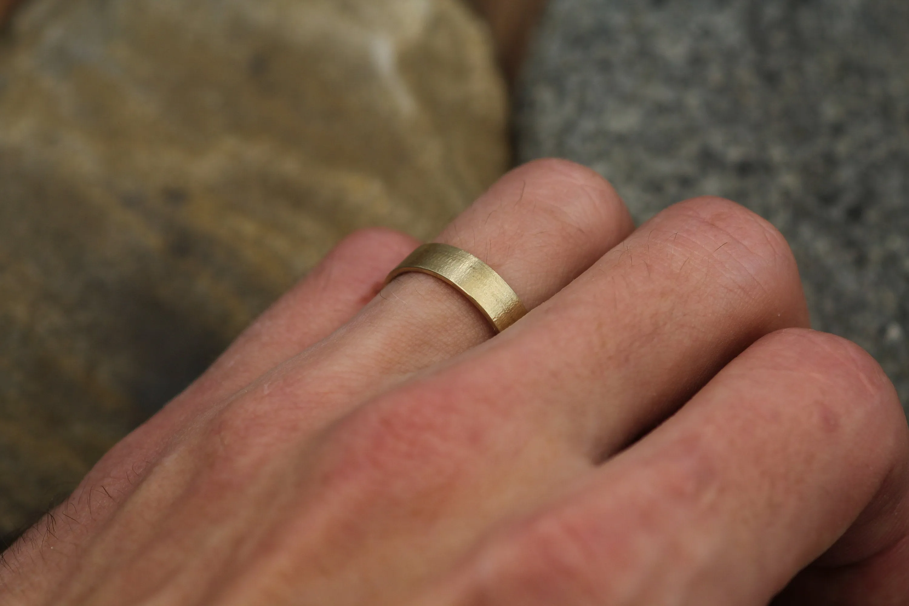 14kt Yellow 5x1mm Flat Band - Textured Finish
