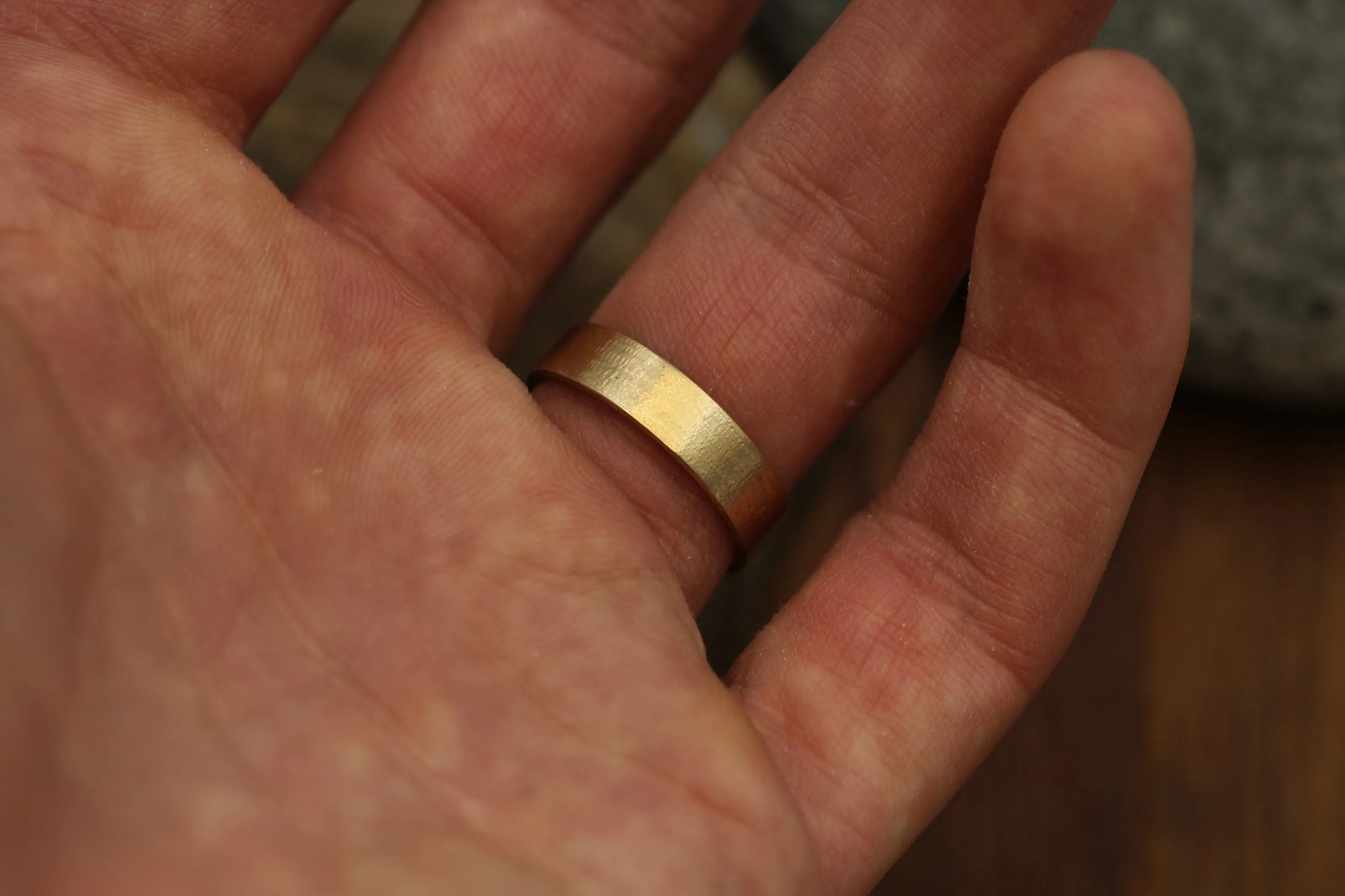 14kt Yellow 5x1mm Flat Band - Textured Finish