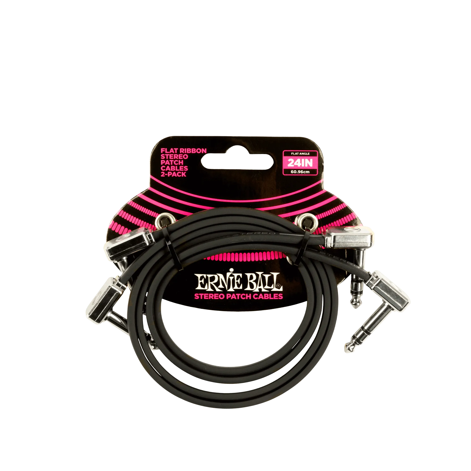 24” Flat Ribbon Stereo Patch Cable Black 2-Pack