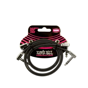 24” Flat Ribbon Stereo Patch Cable Black 2-Pack