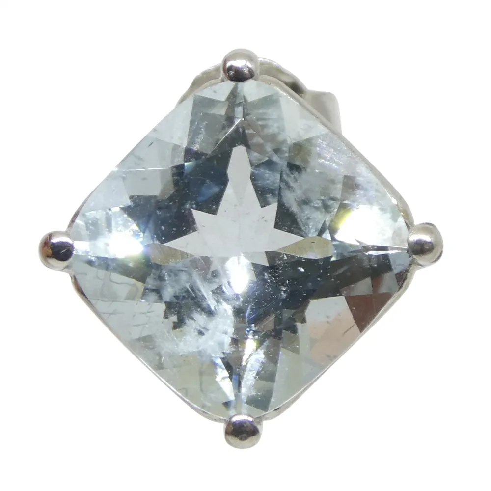 2.57ct Cushion Blue Aquamarine Single Stud Earring set in 14k White Gold