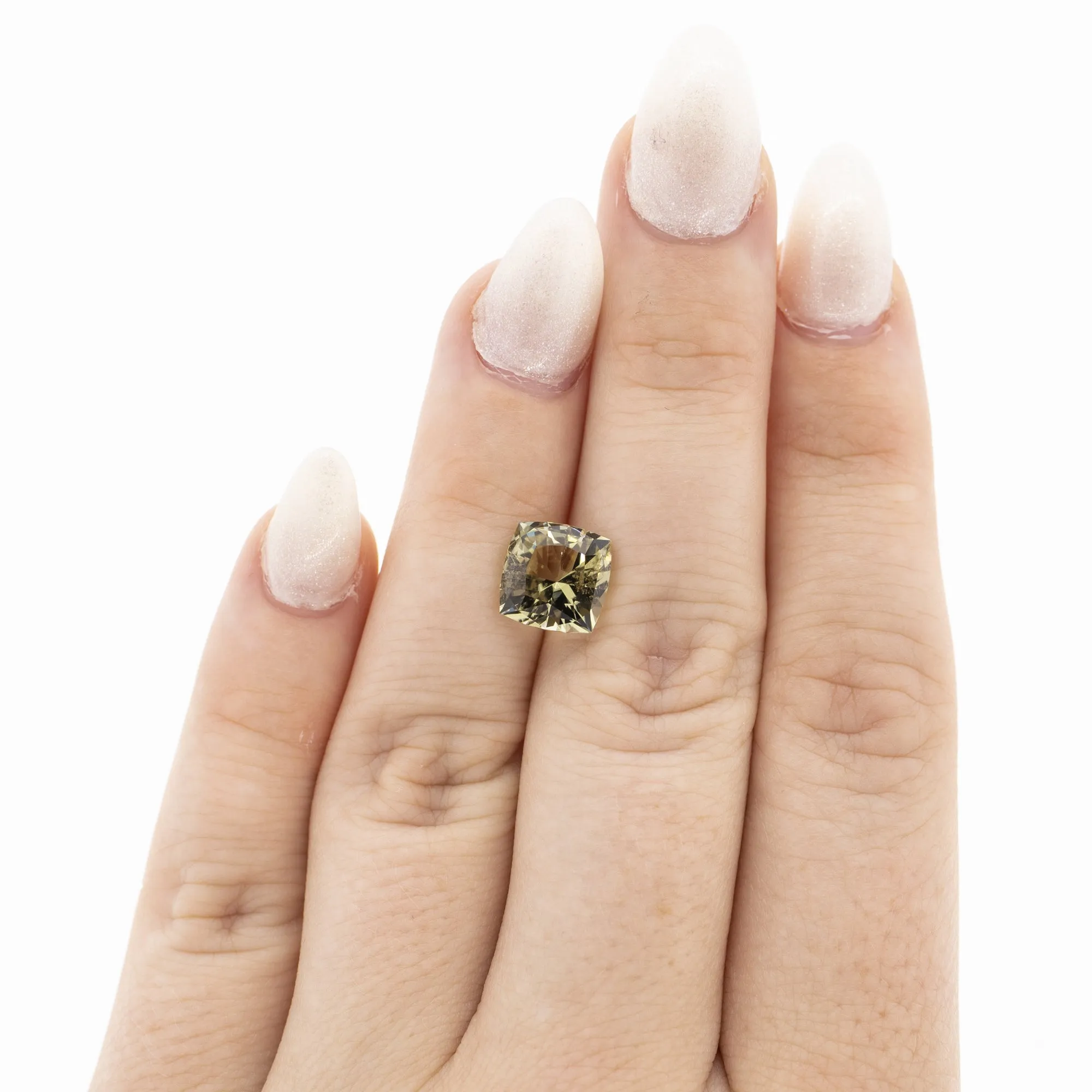 3.34ct Cushion Olive Green Natural Tourmaline