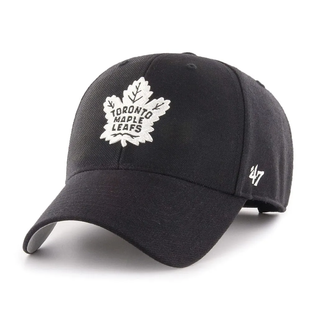 47 Brand NHL Basic MVP Black / White Adjustable Hat - Toronto Maple Leafs
