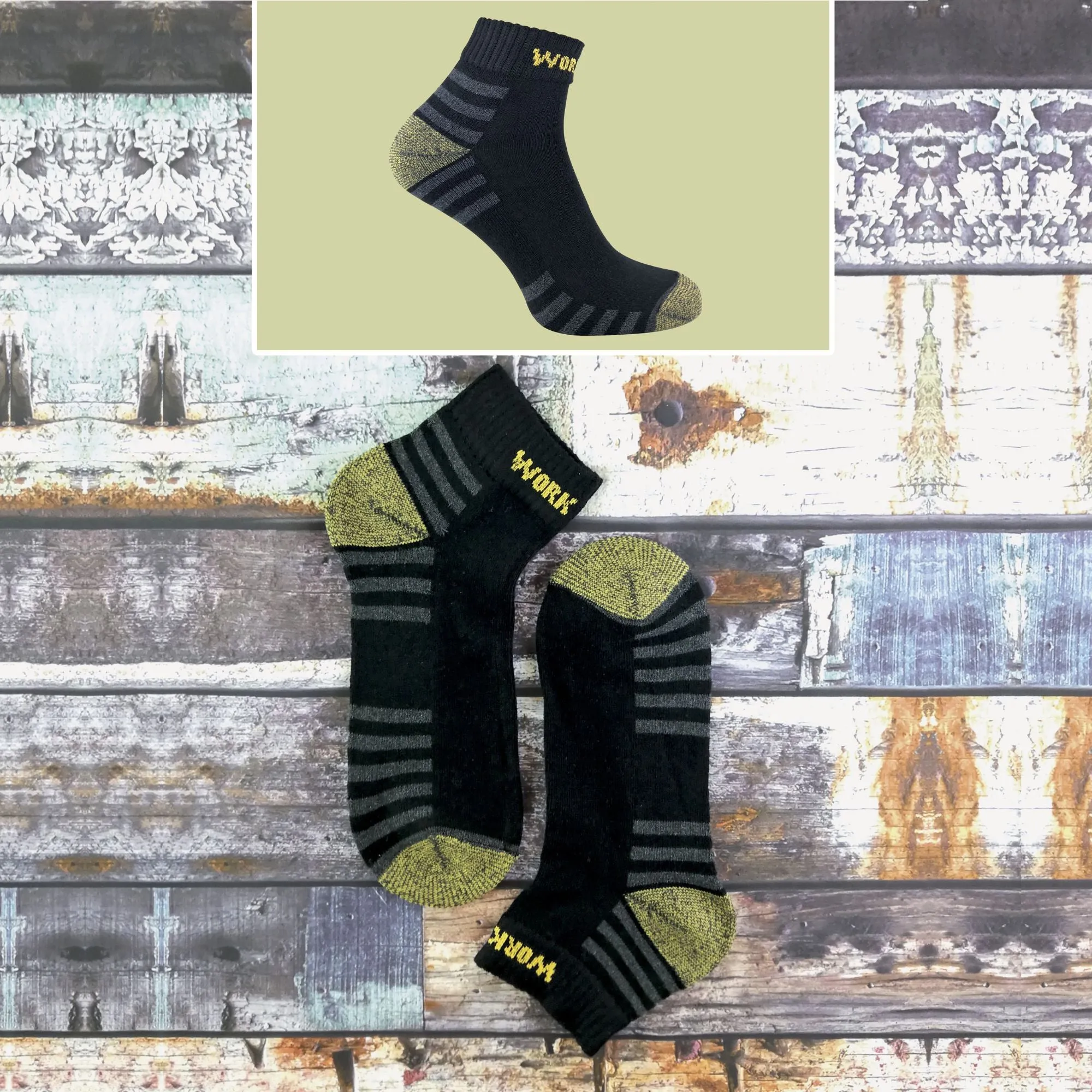 6 Pack Mens Cotton Anti Sweat Low Cut Work Socks for Steel Toe Boots