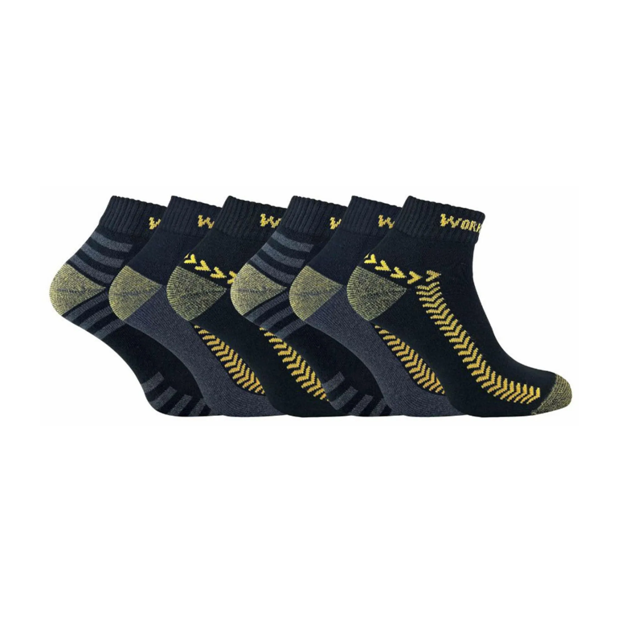 6 Pack Mens Cotton Anti Sweat Low Cut Work Socks for Steel Toe Boots
