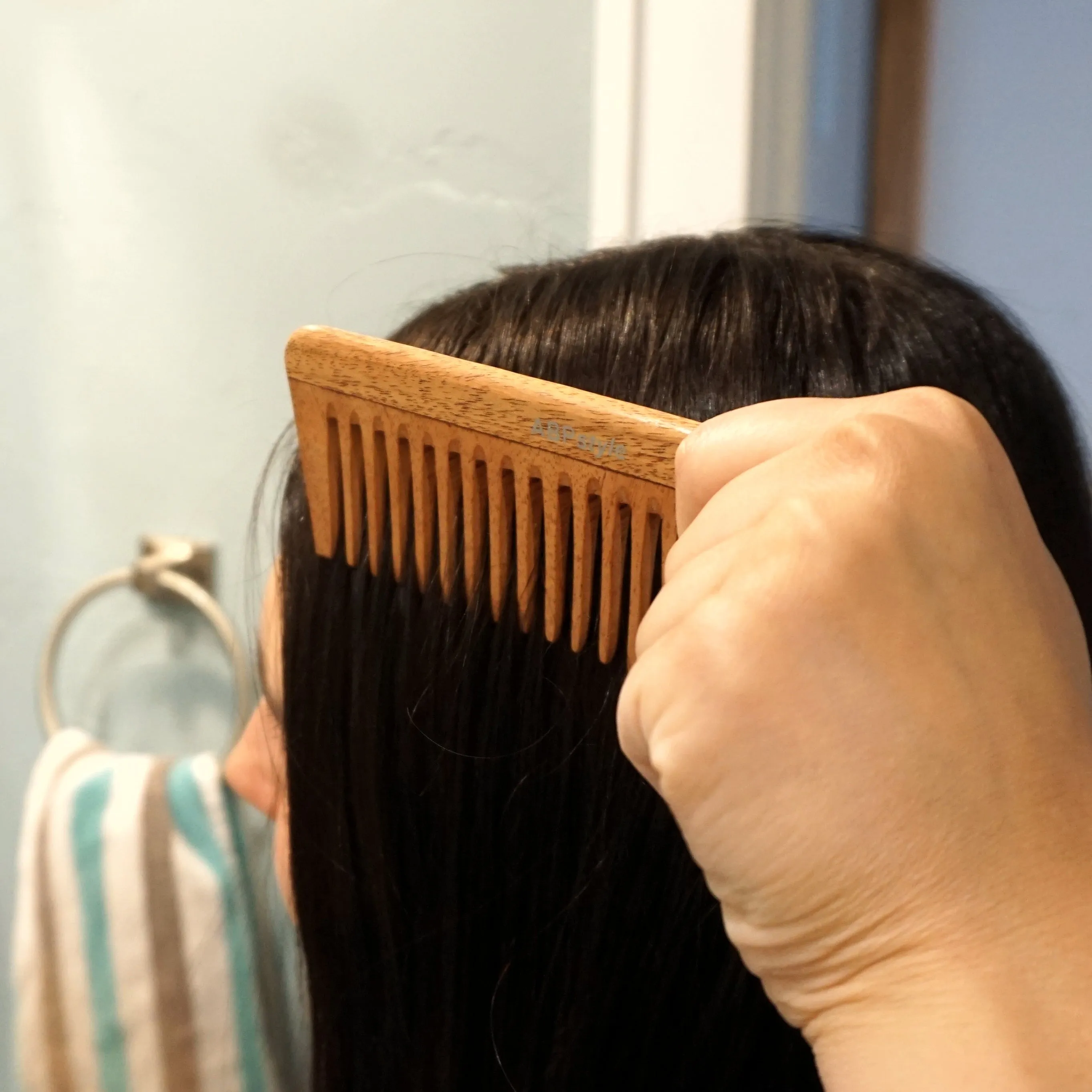 ABPStyle, 6in Neem Wood Tall Rake Comb. Anti-Static, Damage Free, Promotes Hair Growth, Environmentally Friendly