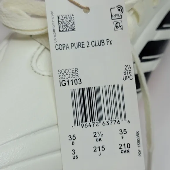 Adidas Copa Pure 2 Club FxG Soccer Cleats IG1103 Unisex Size 3 Ivory Black New