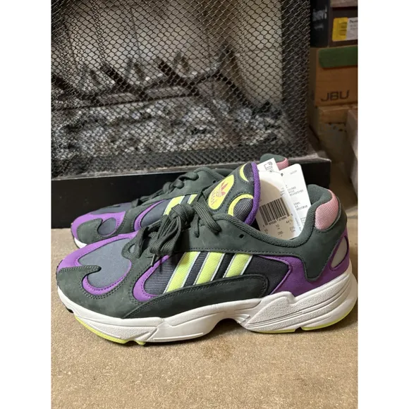 ADIDAS Yung-1 LEGEND IVY NEON GREEN PURPLE WHITE GREY BD7655 Mens 10.5 NWT Shoe