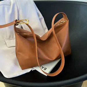 Adjustable Strap Faux Leather Handbag