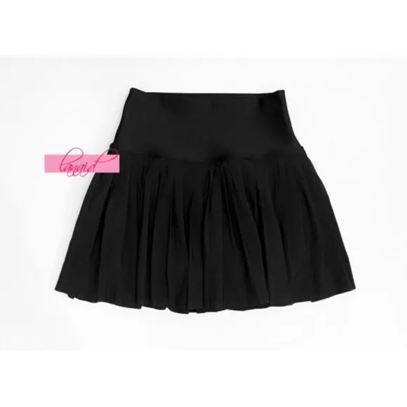 Alo Airlift Grand Slam Tennis Skirt Black Pleated High-Rise Waist Skort Mini S