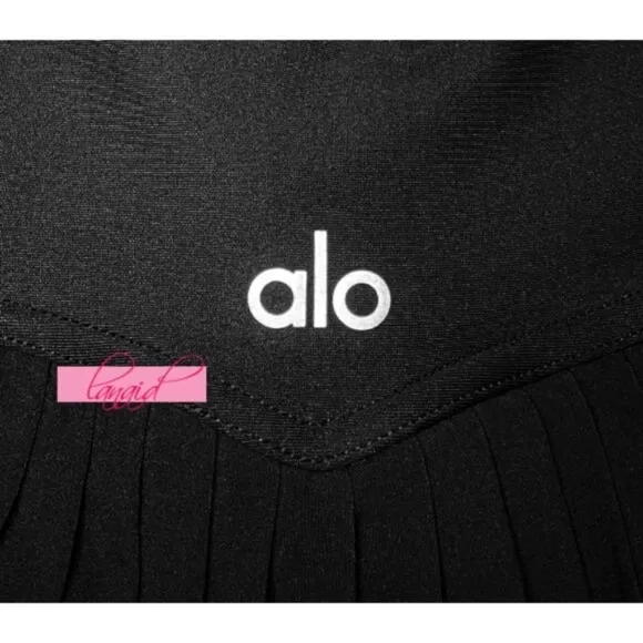Alo Airlift Grand Slam Tennis Skirt Black Pleated High-Rise Waist Skort Mini S