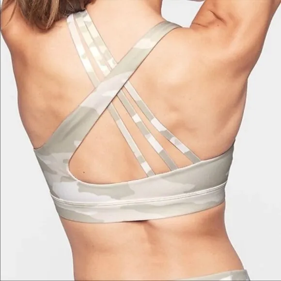 Athleta Run Free White Camo Sports Bra
