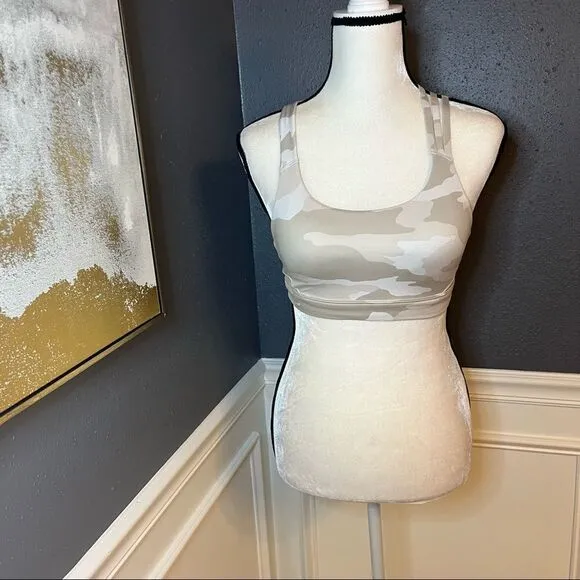 Athleta Run Free White Camo Sports Bra