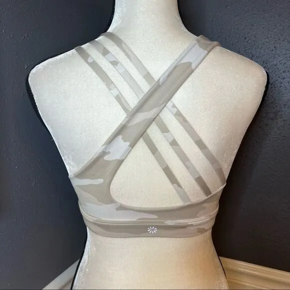 Athleta Run Free White Camo Sports Bra