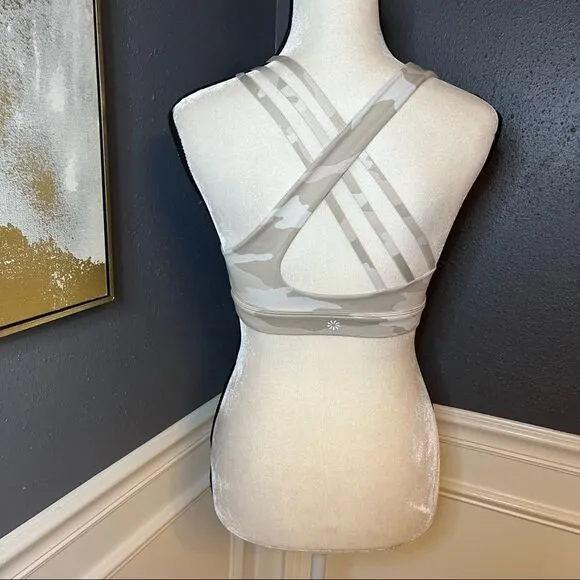 Athleta Run Free White Camo Sports Bra