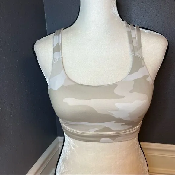 Athleta Run Free White Camo Sports Bra