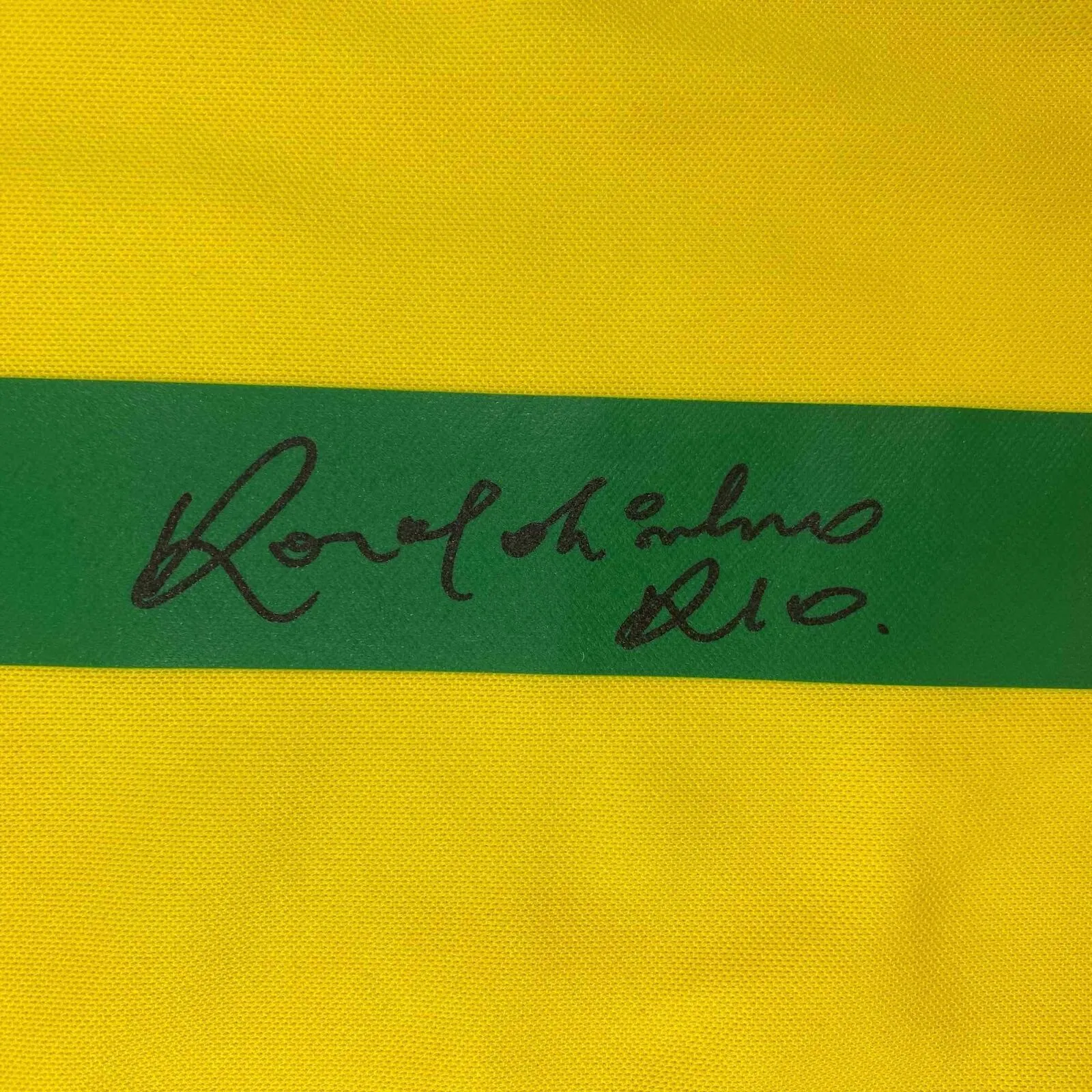 Autographed/Signed Ronaldinho Brazil Yellow Soccer Futbol Jersey Beckett BAS COA