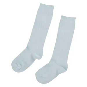 BABY BLUE RIBBED HIGH SOCKS