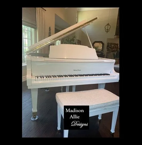 Baby Grand Piano Bench Cushion with Piping