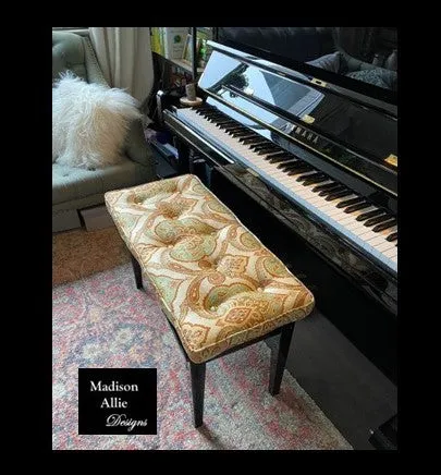 Baby Grand Piano Bench Cushion with Piping
