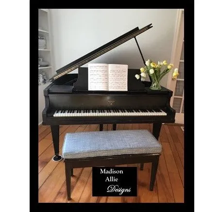 Baby Grand Piano Bench Cushion with Piping