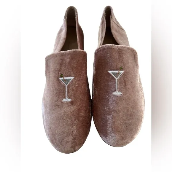 Banana Republic Demi Embroidered martini pink flats    Women size 8
