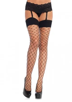 Black - Fence Net Stockings - One Size/Queen