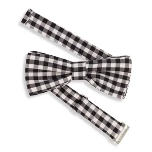 Bow Tie -- Black Gingham Taffeta