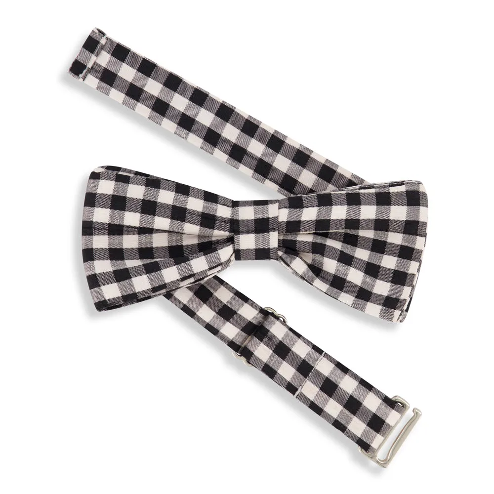 Bow Tie -- Black Gingham Taffeta