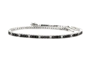Bracelet 14kt Gold Tennis Black & White Diamonds