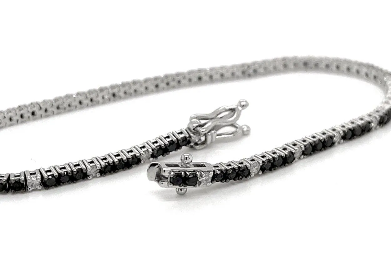 Bracelet 14kt Gold Tennis Black & White Diamonds
