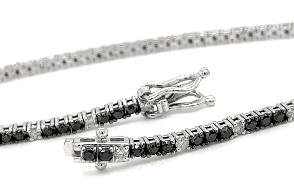 Bracelet 14kt Gold Tennis Black & White Diamonds